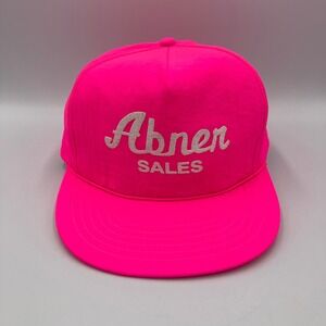 Vintage Nylon Neon Pink Abner Sales Snapback Hat Adult One Size Fits All